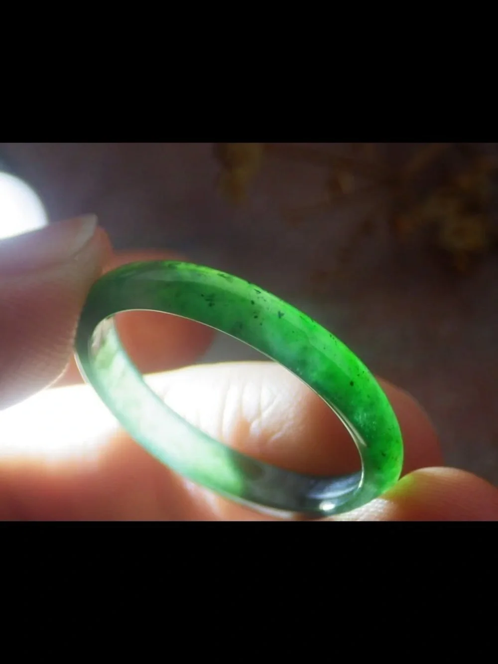 Certificate Jadeite Jewelry Jade luck Green thin Ring Size10.25